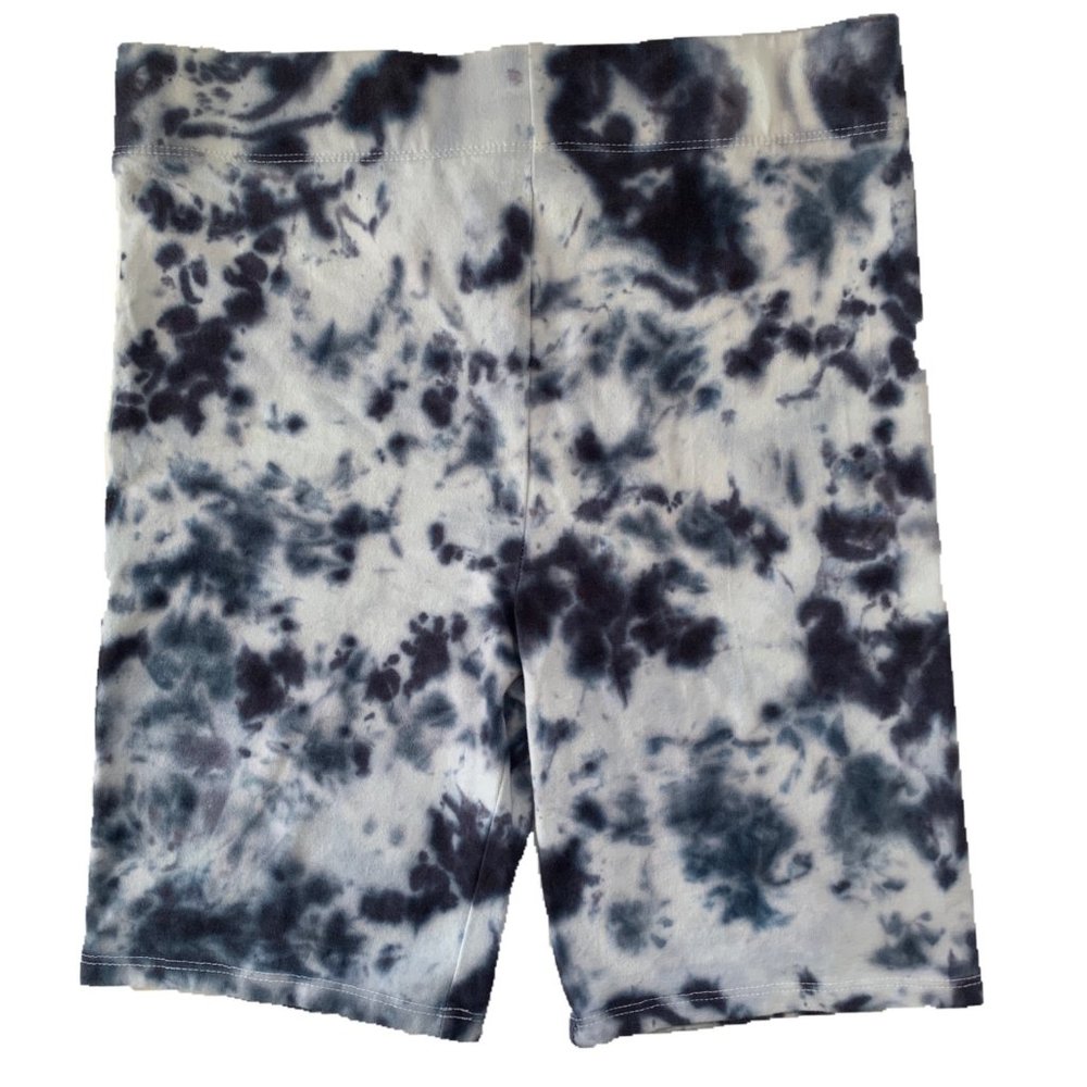 Custom Large Black Tie Dye Biker Shorts Black Grunge